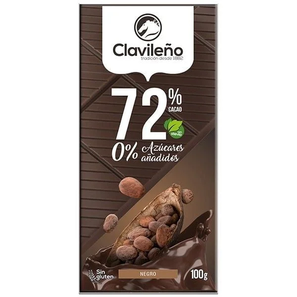 Chocolate negro 72% stevia sin azúcares añadidos