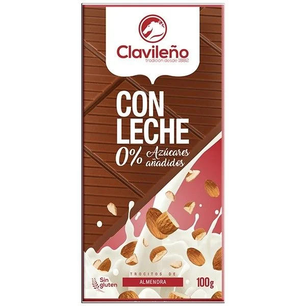 chocolechealmendrasSA Chocolate con Leche y Almendras sin Azúcares Añadidos 100g