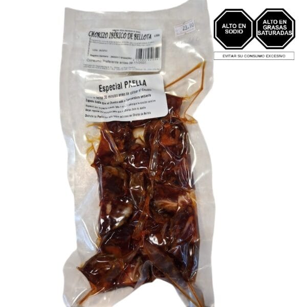Chorizo de bellota desmigado para paella